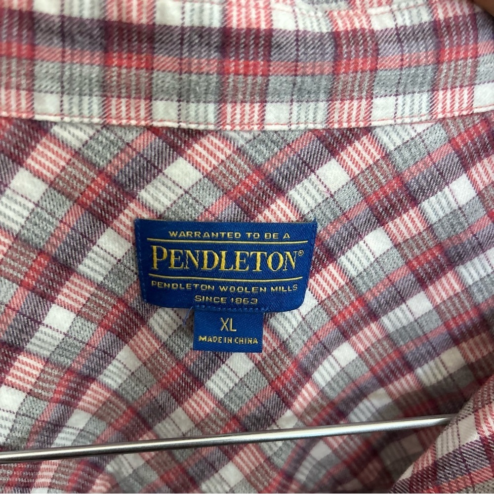 Pendleton Red Flannel Plaid Button Down Cotton Sh… - image 2